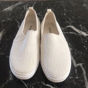 White mesh slip on sneakers